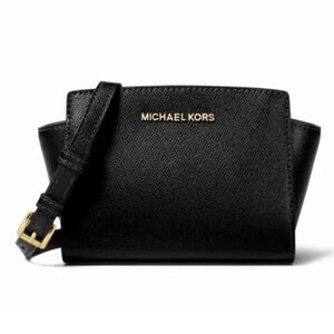 NWT Black Michael Kors Saffiano Leather Mini Crossbody, Dimensions: 8.5' X 5.5'